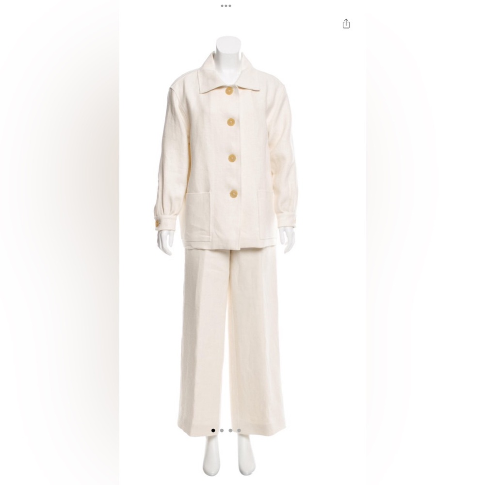 Ivory Oscar de la Renta wide-leg pantsuit. Never worn, like new. Sz 12.